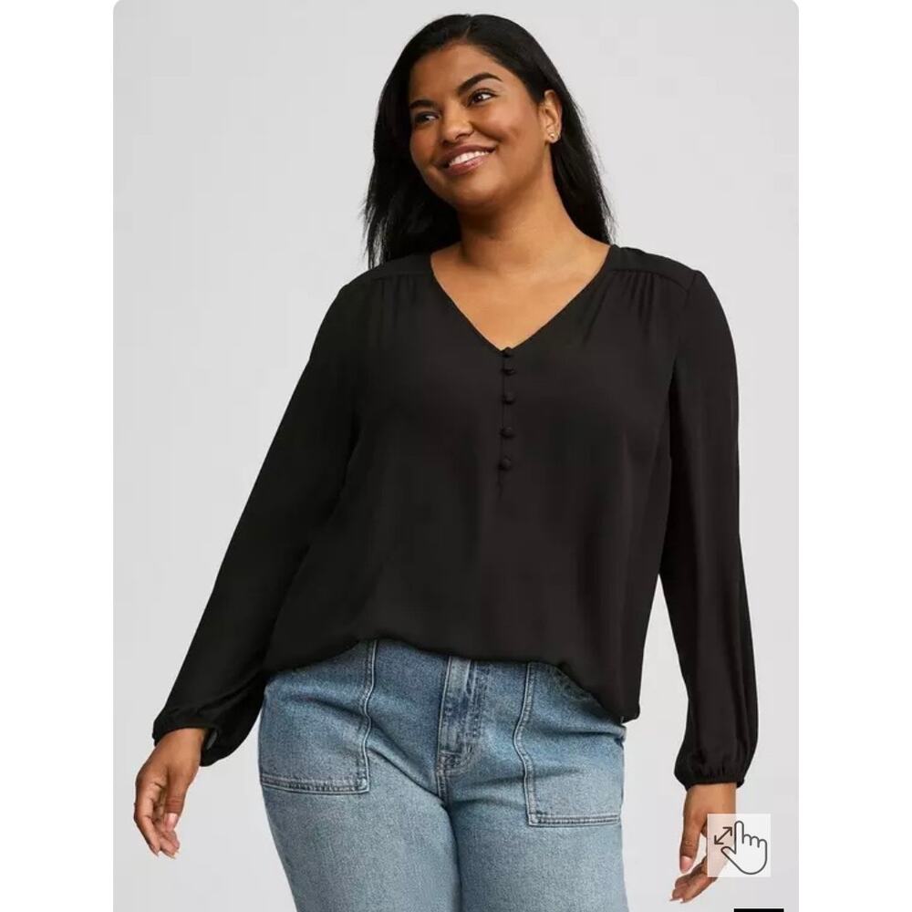 NWT Torrid HARPER GEORGETTE Pullover Long Sleeve Tunic Deep Black 3X